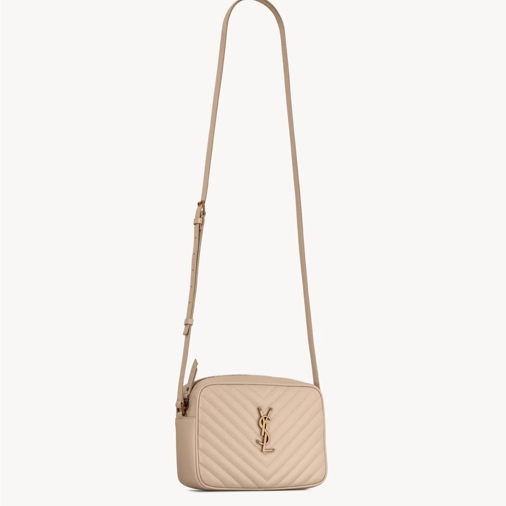 SAINT LAURENT Calfskin Matelasse Monogram Lou Camera Bag Dark Beige - Picture 5 of 15